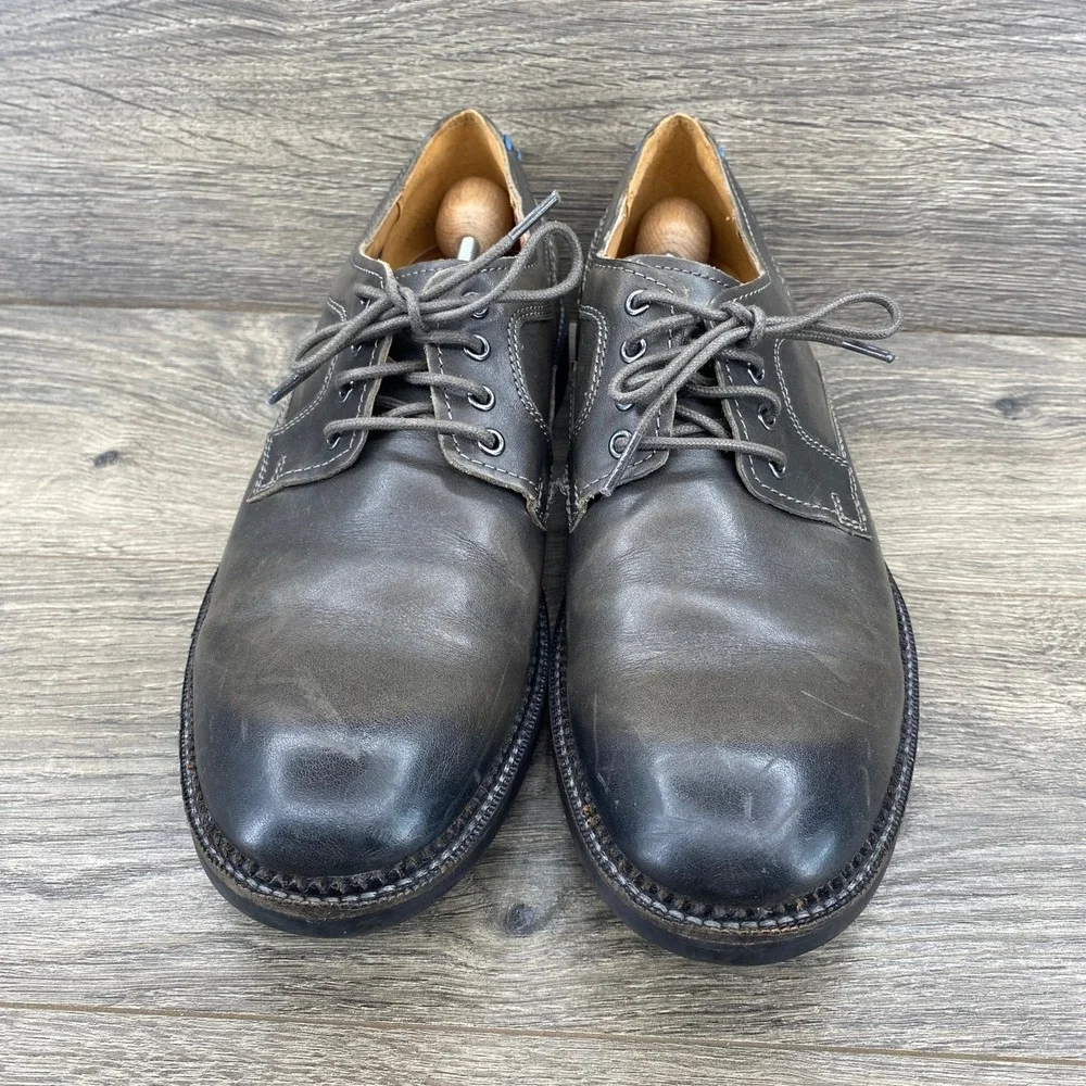 Clarks Derby Shoes Mens 10 Grey Leather Distressed Lace Up 26110632